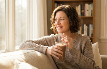 Woman sitting on couch